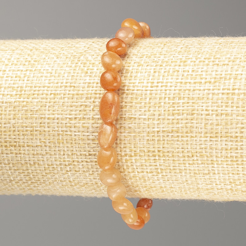 Bracelet Carnelian natural stone cabochon on elastic, diameter 10x6mm+-, length 7.1in