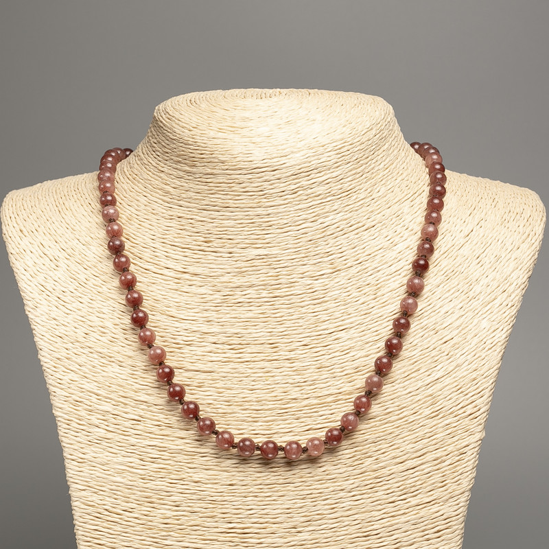 Necklace Beads "Jasper" smooth ball, diameter 6mm±, length 50cm±, made of white jade (synthetic dyed)