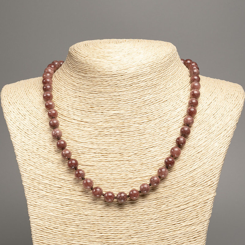 Necklace Beads Turquoise (Jasper) Smooth Round, 8mm diameter ±, 50cm length ±, made of white jade (synthetic dyed)