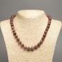 Necklace Beads "Jasper" smooth ball, diameter 10mm±, length 50cm± with white jade stone (synthetic dyed)