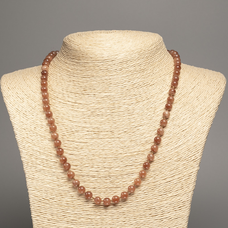 Necklace "Jasper" smooth beads, diameter 6mm±, length 50cm±, made of white jadeite (synthetic dyed)