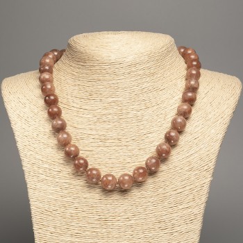 "Jasper" Necklace, Approx. 12 mm Smooth Beads, Approx. 50 cm, Dyed Synthetic White Jade