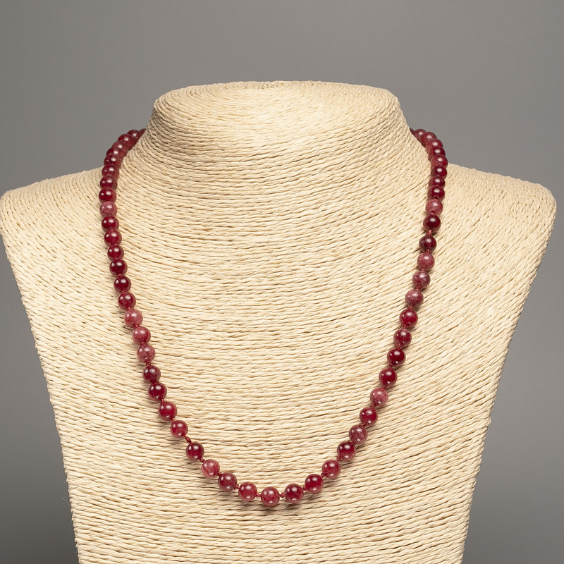 Necklace “Carnelian” Smooth Bead, 6 mm± diameter, 50 cm± length, made of white jade (synthetically dyed)