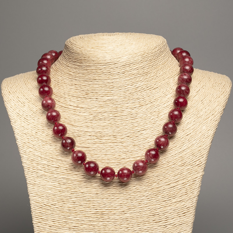 Necklace of Coral (Cornal) Bead Round Smooth 12mm ±, 50cm ± length, synthetic white jade (synthetically dyed)