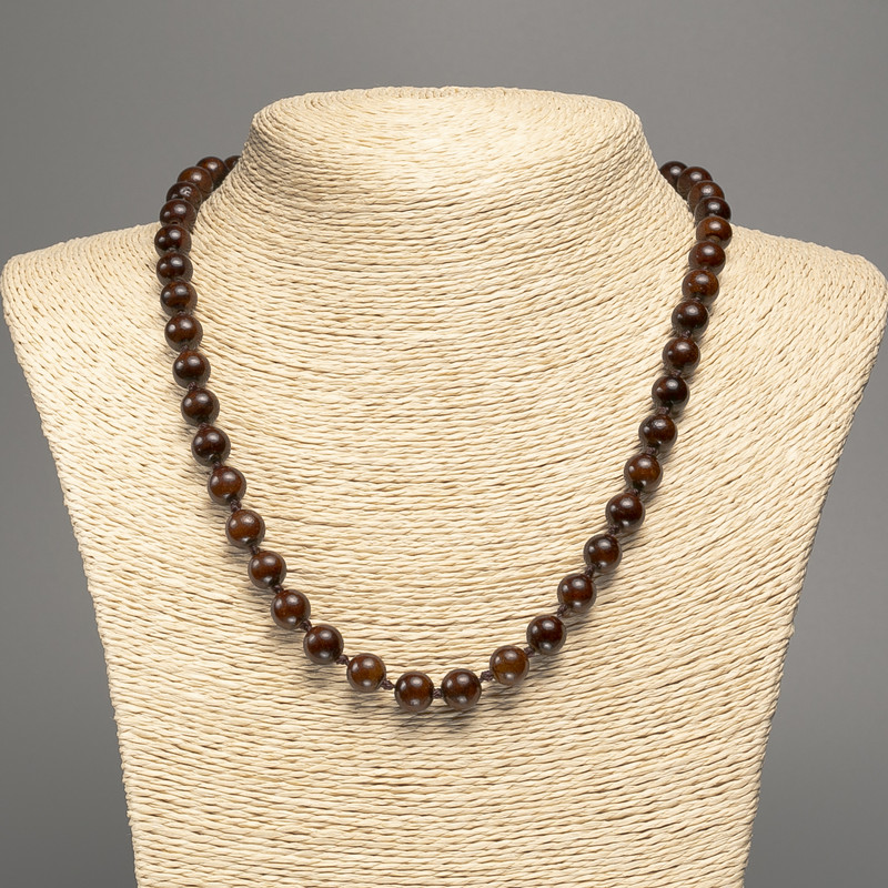 Necklace of White Jade with Tiger's Eye, smooth beads, diameter 8mm±, length 50cm±, made of white jade (synthetic dyed)