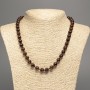 Necklace of White Jade with Tiger's Eye, smooth beads, diameter 8mm±, length 50cm±, made of white jade (synthetic dyed)