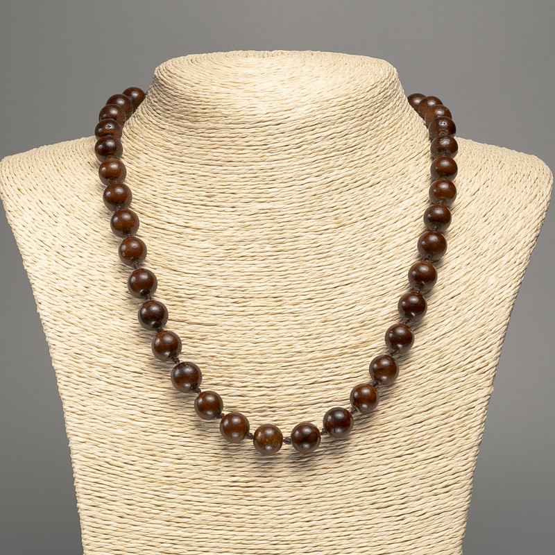 Necklace with White Nephrite 50 cm, smooth beads 10 mm diameter, synthetic-dyed white nephrite