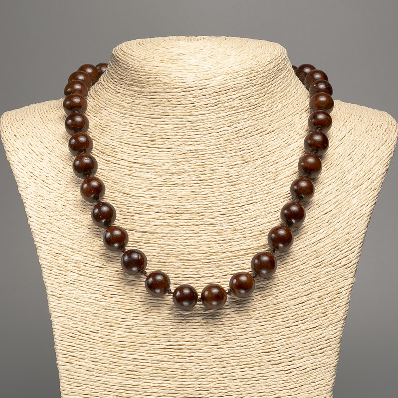 Necklace beads “Tiger’s Eye” smooth round beads, diameter 12 mm±, length 50 cm±, made from white jade (synthetic dyed)