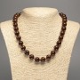 Necklace beads “Tiger’s Eye” smooth round beads, diameter 12 mm±, length 50 cm±, made from white jade (synthetic dyed)