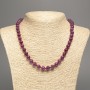 Burgundy Turmaline Bead Necklace with Smooth Round Beads, diameter 8mm±, length 50cm±, made of white jade (synthetic dyed)
