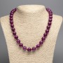 Burgundy Bead Necklace “Tourmaline” smooth round beads, diameter 10mm±, length 50cm± made of white jade (synthetic dyed)