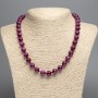 Burgundy necklace “Turmaline” Smooth Bead, diameter 12mm±, length 50cm± made of white jade (synthetic dyed)