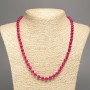 Malachite Ruby Turmaline Necklace Ball Beads 6mm Diameter+, 50cm Length, white jade stone (synthetic dyed)