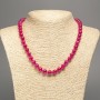 Necklace raspberry "Tourmaline" smooth round bead, diameter 8mm±, length 50cm± made of white jade (synthetic, dyed)