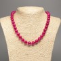 Malachite Red Raspberry Turmaline Smooth Bead Necklace, 10mm diameter, approx. 50 cm length, synthetic dyed white nephrite stone