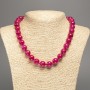 Malinovyj Necklace “Turmalin” smooth bead, diameter 12mm±, length 50cm± with stone white jade (synthetic dyed)