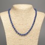 Necklace Blue "Lazurit" smooth bead, diameter 6mm ±, length 50cm ± with white Jadeite stone (synthetically dyed)