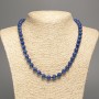 Necklace Blue "Lazurit" smooth bead, diameter 8mm±, length 50cm±, made of white jade (synthetic dyed)