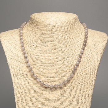 "Labrador" Necklace, Approx. 6 mm Smooth Beads, Approx. 50 cm, Dyed Synthetic White Jade