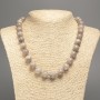 Necklace "Labrador" smooth beads, diameter 12mm±, length 50cm± with white jade (synthetic dyed)