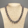 Necklace made of Labradorite beads, smooth round beads, diameter 12 mm ±, length 50 cm ±, made of white jade (synthetic dyed)