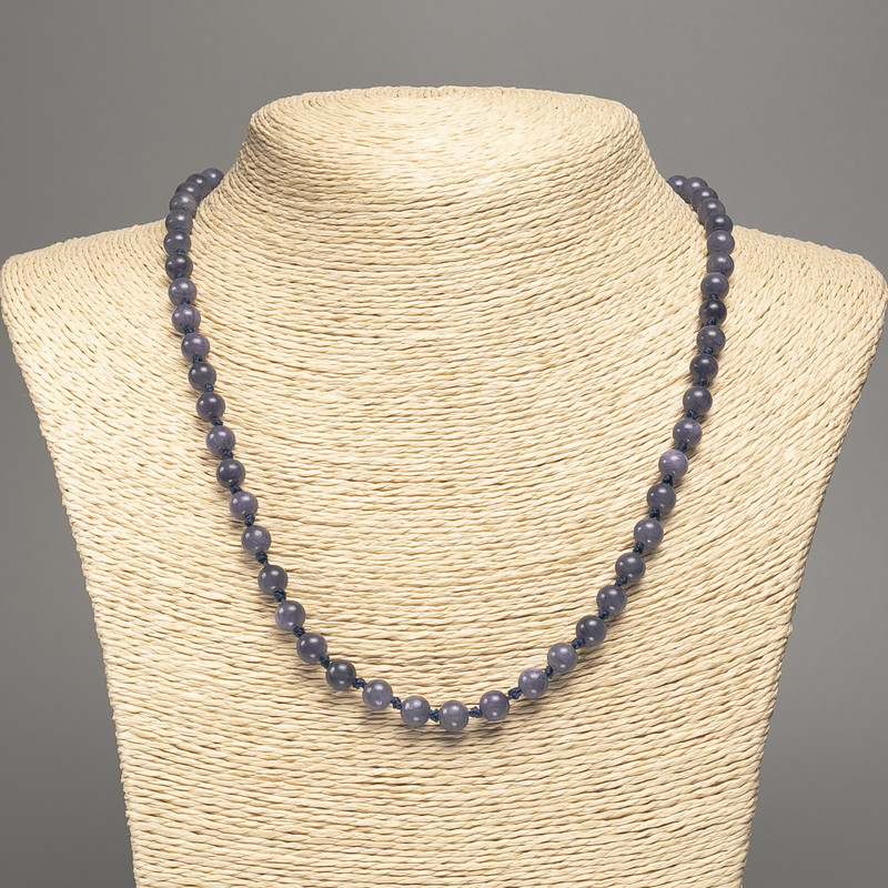 Charmcharoit Necklace, Smooth Bead, 6mm diameter +-/-, 50cm length +/- made from white jade (synthetic dyed)