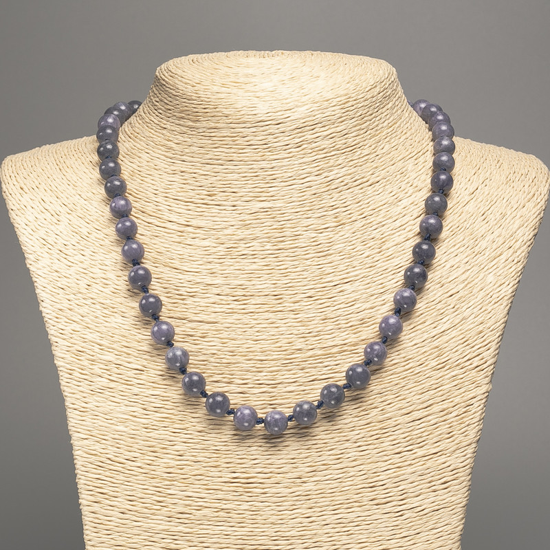 Charmcharoit Necklace Smooth Beads, 8mm diameter, approx. 50cm length, made from white jade (synthetic dyed)
