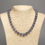 Necklace "Charoit" smooth bead, diameter 10mm±, length 50cm± with white jadeite stone (synthetically dyed)