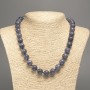 Necklace "Charoite" Smooth Bead, 12mm diameter ±, 50cm length ±, made of white jade (synthetic colored)