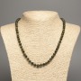 Necklace Green "Snake" smooth bead, diameter 6mm±, length 50cm± with white jade (synthetic dyed)