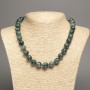 Necklace Blue Denim Apatite Smooth Beads, 12mm diameter, ~50cm length, white jade stone (synthetic dyed)