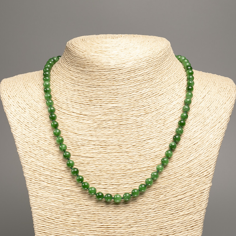 Green Chrysoprase Necklace Beads – Smooth Round 6mm ±, 50cm ± length, Made of White Synthetic Jade (color-dyed)
