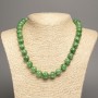 Necklace of green Chrysoprase with smooth 12 mm beads, approx. 50 cm length, made of white synthetic jade (dyed)