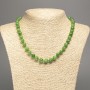 Necklace Green "Jadeite" smooth ball, diameter 8mm±, length 50cm± with white jade stone (synthetic dyed)