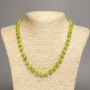 Necklace green "Onyx" smooth round beads, 8mm diameter ±, length 50cm ±, made of white jade stone (synthetically dyed)