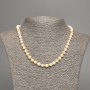 Necklace Yellow-White "Selenite" Smooth Bead, 6mm±, 50cm± Length, White Jade (synthetic dyed)