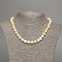Necklace yellow-white "Selenite" smooth bead, diameter 8mm+-, length 50cm+- made of white jade (synthetic dyed)