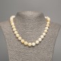 Necklace Yellow-White 'Selenite' Smooth Beads, 10mm diameter ±, length 50cm ±, made of white jade (synthetic dyed)