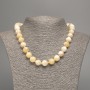Necklace Yellow and White “Selenite” Smooth Beads, 12mm diameter ±, length 50cm ±, made with white jade (synthetic dyed)