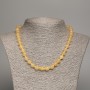 Necklace Pale Yellow "Selenite" smooth bead, diameter 6mm±, length 50cm±, made with white jade stone (synthetic dyed)