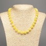 Lemon Yellow Citrine Bead Necklace with Smooth Round Beads, 10mm diameter, ~50cm length, made of white jade (synthetic dyed)