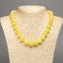Lemon-yellow Citrine Necklace with Smooth Beads, 12mm diameter, 50cm length, made of white jade (synthetic dyed)