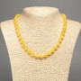 Necklace Citrine Yellow Beads Smooth Balls 8mm ±, length 50cm ±, from white jade stone (synthetic dyed)