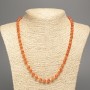 Necklace Beads "Orange Coral" smooth round beads, diameter 6mm±, length 50cm± with white jade (synthetic dyed)