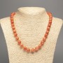 Necklace "Orange Coral" smooth beads, diameter 10mm±, length 50cm±, made of white jade (synthetic dyed)