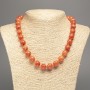 Necklace of Orange Coral Smooth Beads, 12 mm diameter, approx. 50 cm long, made from white jade (synthetic dyed)
