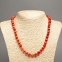 Necklace Beads "Red Coral" Smooth Round Bead, diameter 8mm±, length 50cm±, made of White Jade (synthetic dyed)