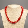 Necklace of Red Coral with smooth beads, diameter 12mm±, length 50cm±, made of white jade (synthetic dyed)