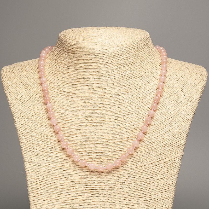 Necklace 'Selene' smooth bead, diameter 6mm ±, length 50cm ±, made of white jade (synthetic dyed)