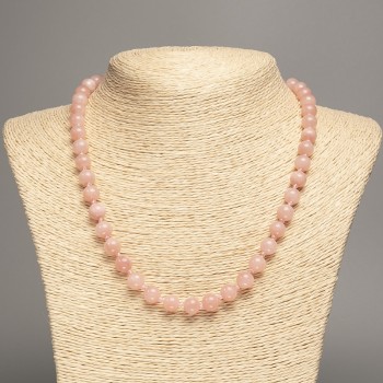"Selenite" Necklace, Smooth Approx. 8 mm Beads, Approx. 50 cm, Dyed Synthetic White Jade